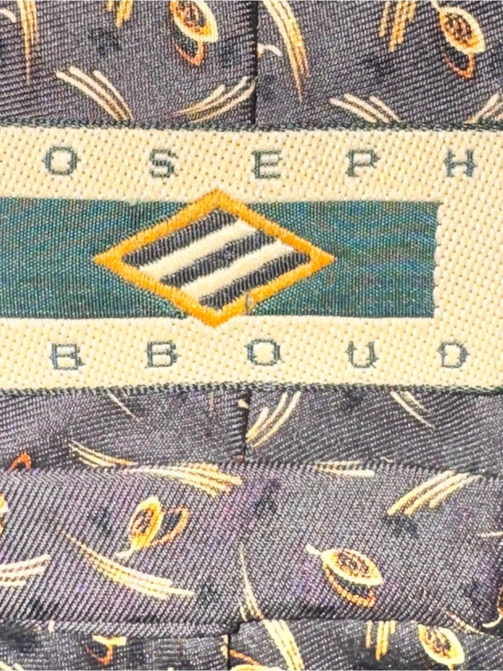 Joseph Abboud Men’s Necktie Gray Silk Tie with Gold and Olive Motif